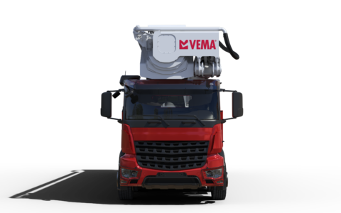The VEMA FER Flagship Range (81–114 m) delivers exceptional outreach, 600 kg cage capacity and a transport length of up to 13 meters, engineered for demanding high-rise rescue operations.